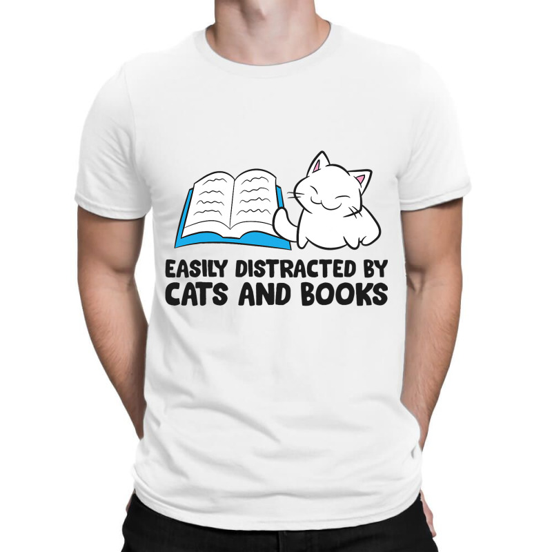 Cat Easily Distracted By Cats And Books T-shirt | Artistshot