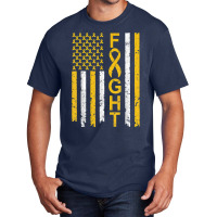 Distressed Fight Childhood Cancer Awareness American Flag T Shirt Basic T-shirt | Artistshot