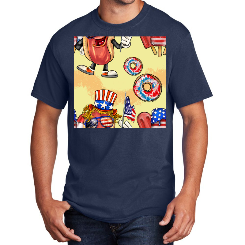 Patriotic Hotdog Ice Cream Donat Basic T-shirt by BundleAndBundleShop | Artistshot