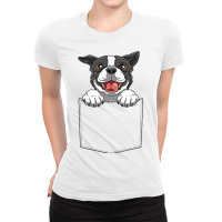 Boston Terrier Pocket Funny Boston Terrier In Pock Ladies Fitted T-shirt | Artistshot