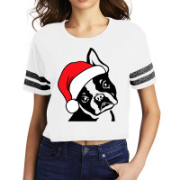 Boston Terrier Santa Hat Funny Christmas Scorecard Crop Tee | Artistshot