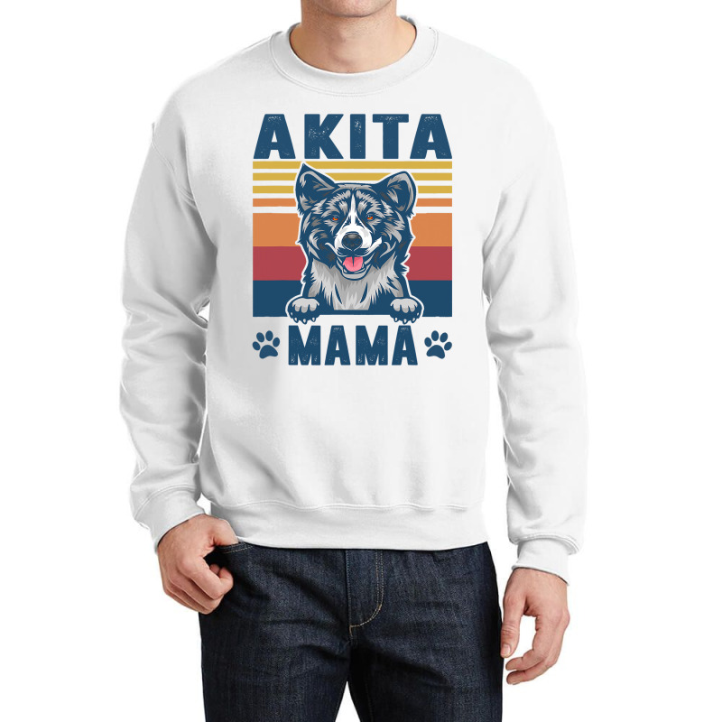 Akita Mama Mother Retro Gifts Dog Mom Crewneck Sweatshirt | Artistshot