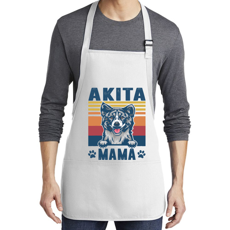 Akita Mama Mother Retro Gifts Dog Mom Medium-length Apron | Artistshot