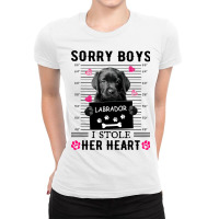 Black Labrador Pup Sorry Boys I Stole Her Heart Ladies Fitted T-shirt | Artistshot