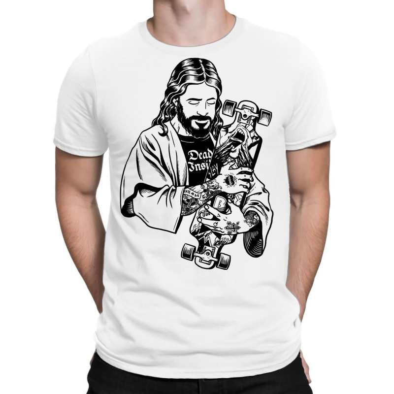 Badass Jesus Punk With Tattoos Loves Skateboard An T-shirt | Artistshot