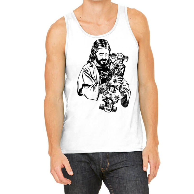 Badass Jesus Punk With Tattoos Loves Skateboard An Tank Top | Artistshot