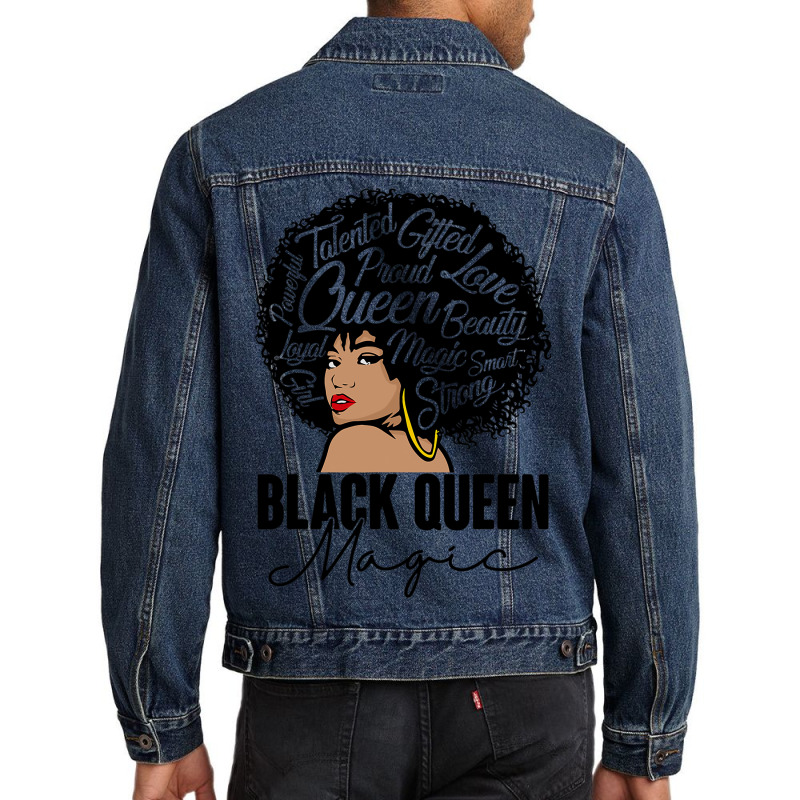 Black Queen Magic Bhm Melanin Skin Pride Afro Girl Men Denim Jacket | Artistshot