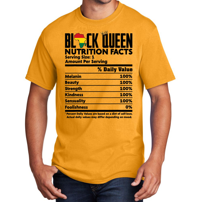 Black Queen Nutrition Facts Melanin Skin Pride Afr Basic T-shirt | Artistshot