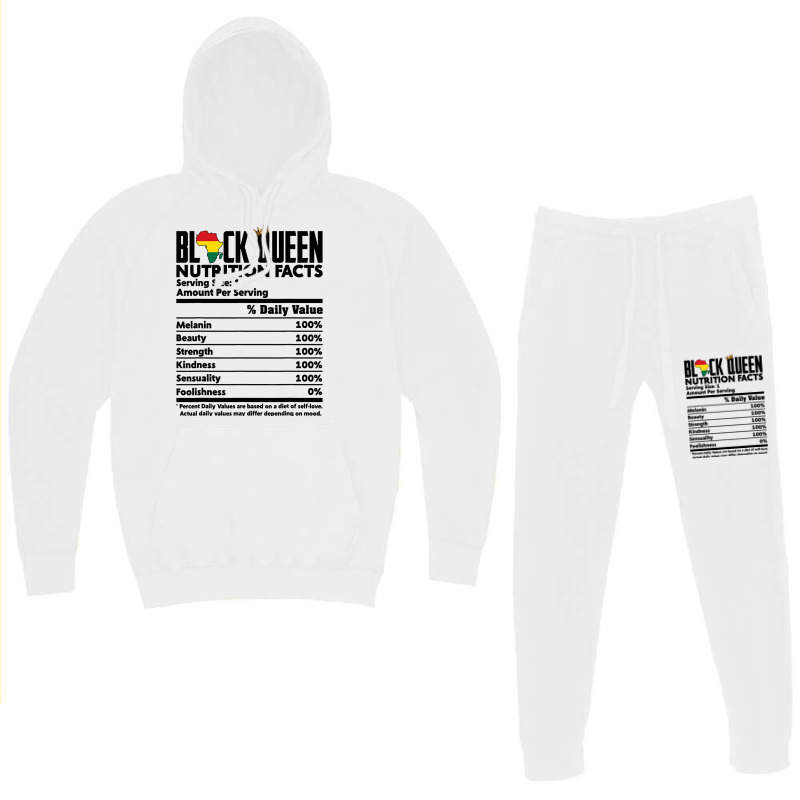 Black Queen Nutrition Facts Melanin Skin Pride Afr Hoodie & Jogger Set | Artistshot