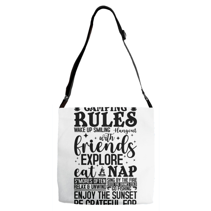 Camping Rules Camping Gear Funny Camper 3 Adjustable Strap Totes | Artistshot