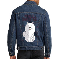 Anatomy Of A Samoyed Dog Puppy Owner Funny Cute Men Denim Jacket | Artistshot