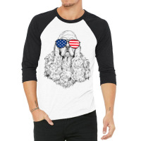 4th Of July American Cocker Spaniel Patriotic Usa  3/4 Sleeve Shirt | Artistshot