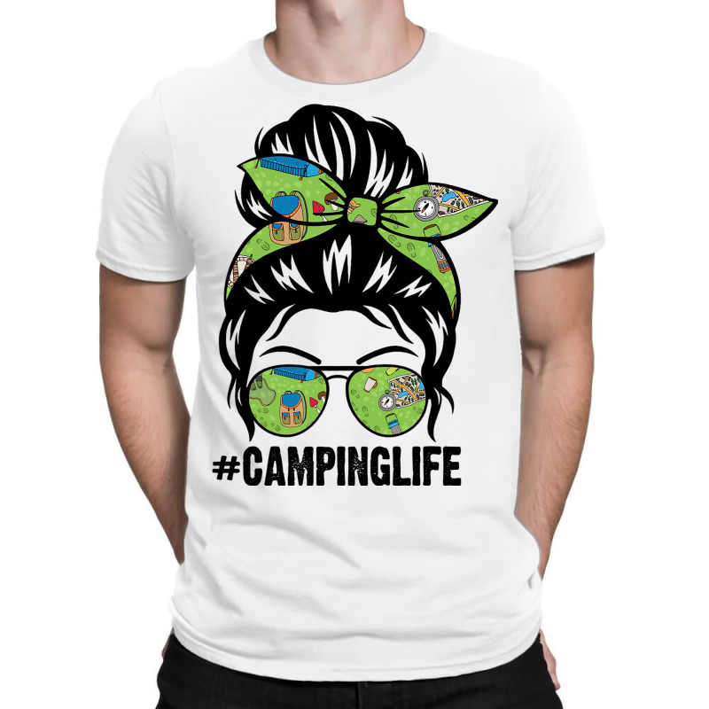 Camping Life Messy Bun Hair Camping Lovers Womens T-shirt | Artistshot