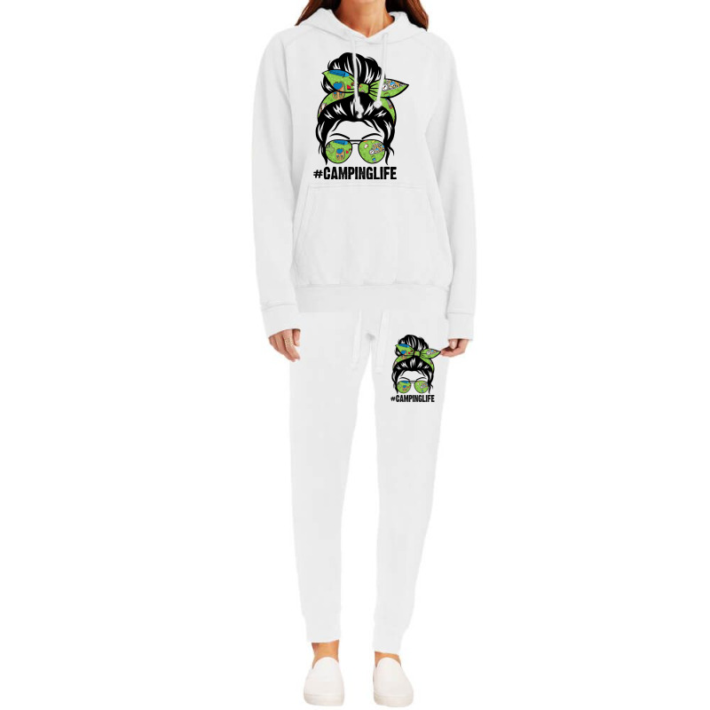 Camping Life Messy Bun Hair Camping Lovers Womens Hoodie & Jogger Set | Artistshot