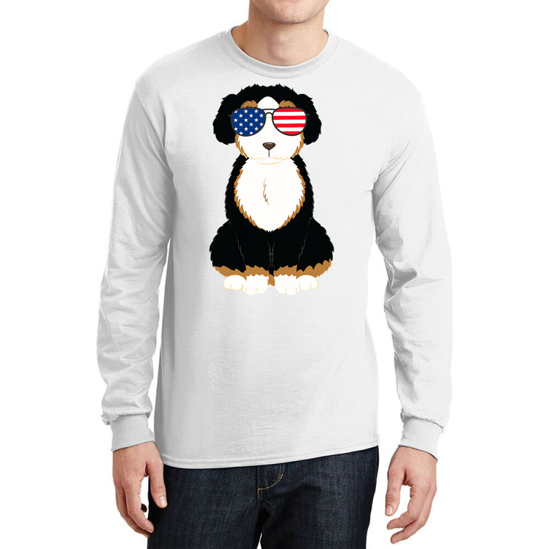 4th Of July Bernedoodle Dog Patriotic Usa American Long Sleeve Shirts | Artistshot