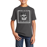 Skull Black Like My Soul Skull Mug Mushrooms Leafs Teabag Basic Youth T-shirt | Artistshot