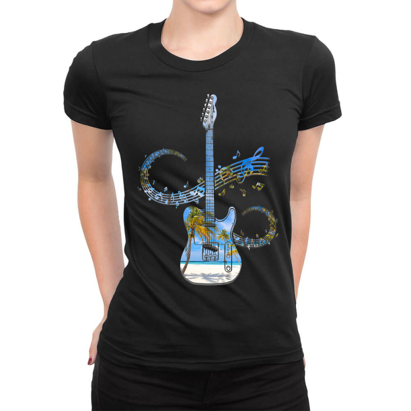 Guitar Rock N Roll Bass Instrument Vintage Metal 4 Ladies Fitted T-Shirt by JESSELEON | Artistshot