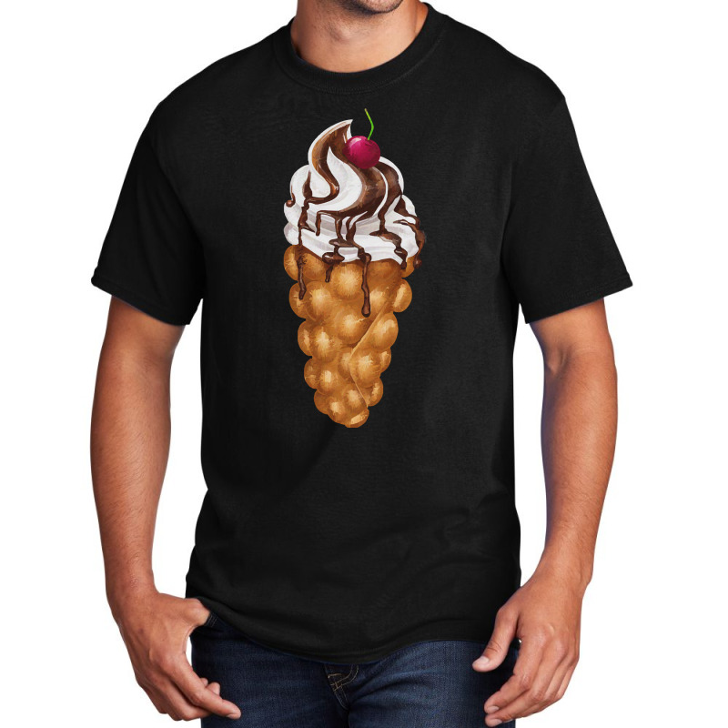 Bubble Waffle Ice Cream T  Shirt Egg Bubble Waffle Vanilla Ice Cream W Basic T-shirt by pintailracehorse | Artistshot