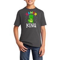 Thanksgiving Gamer King Trex Dinosaur Playing Video Games Kid Boys Gam Basic Youth T-shirt | Artistshot