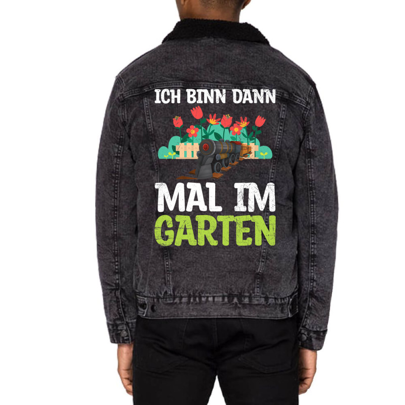 Ich Bin Dann Mal Im Garten Garden Train Model Rail Unisex Sherpa-lined Denim Jacket | Artistshot