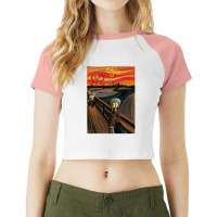 Music Retro The Scream By Edvard Munch Funny Graphic Gift Raglan Crop Top | Artistshot