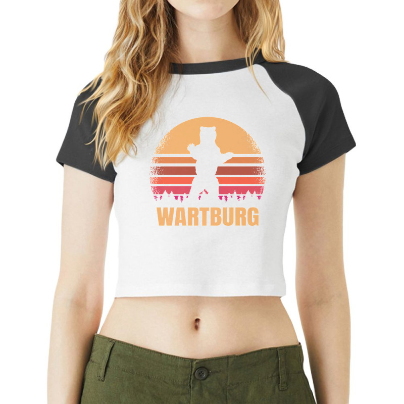 Wartburg Tennessee Vintage Bear Distressed Retro 80s Sunset Premium Raglan Crop Top by ENIDLWHITE | Artistshot