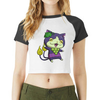 Grape Jibanyan Raglan Crop Top | Artistshot