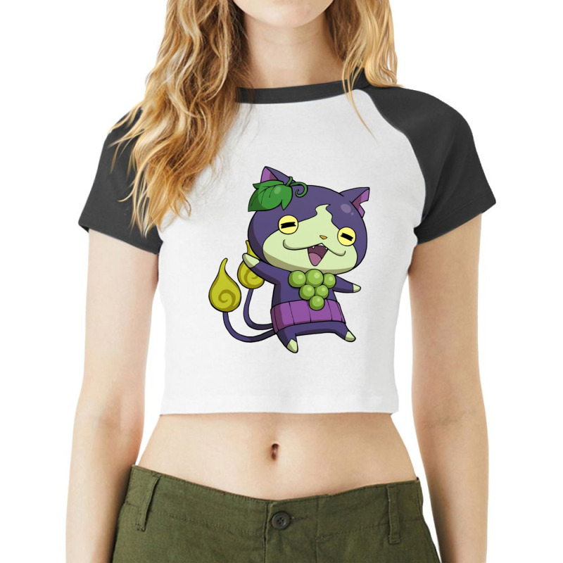 Grape Jibanyan Raglan Crop Top by cm-arts | Artistshot