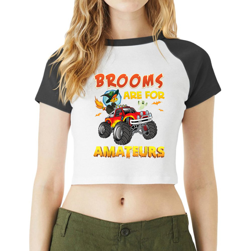 Brooms Are For Amateurs Witch Monster Car Halloween Scary Raglan Crop Top by Bewitch | Artistshot