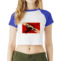 Scuba Shark, Scuba Shark Vintage, Scuba Shark Art, Scuba Shark Paintin Raglan Crop Top | Artistshot