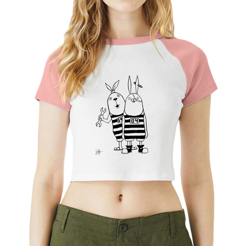 Usavich Rabbits (black And White) Raglan Crop Top by PaulDupuy | Artistshot