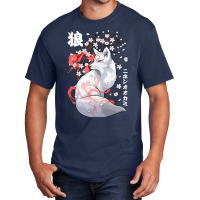 Japanese Wolf T  Shirt Floral Japanese Wolf Japan Art Otaku Cherry Blo Basic T-shirt | Artistshot