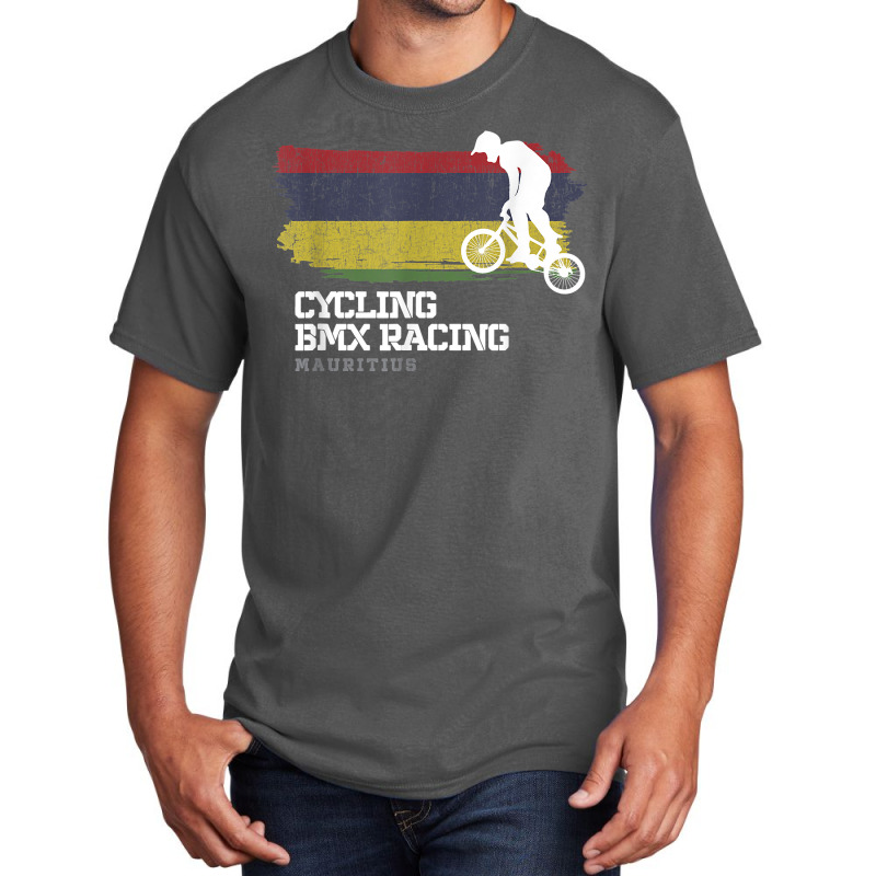 Bmx Bike Mauritius Flag Biking Cycling Racing Bmx T Shirt Basic T-shirt by muhrlycogant3h | Artistshot