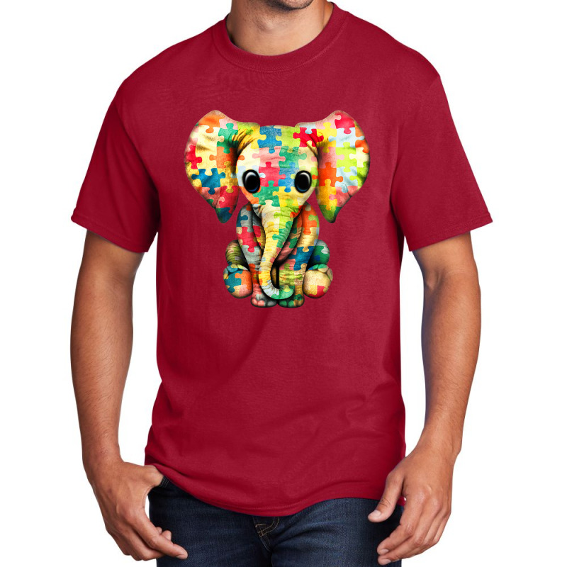 Baby Elephant Hippie Autism Awareness Puzzle Elephant Basic T-shirt by mrlee | Artistshot