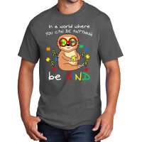 Be Kind Sloth Puzzle Piece Cool Autism Awareness Basic T-shirt | Artistshot