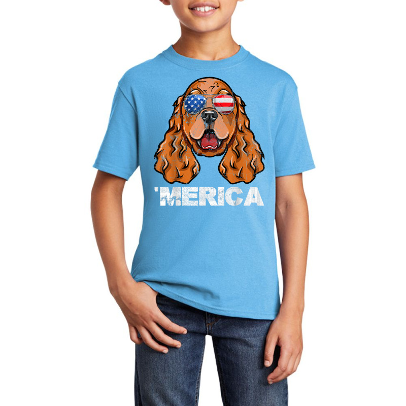 Cocker Spaniel Sunglasses American Usa Flag 4th Of July T Shirt Basic Youth T-shirt by maionexzweddel1i | Artistshot