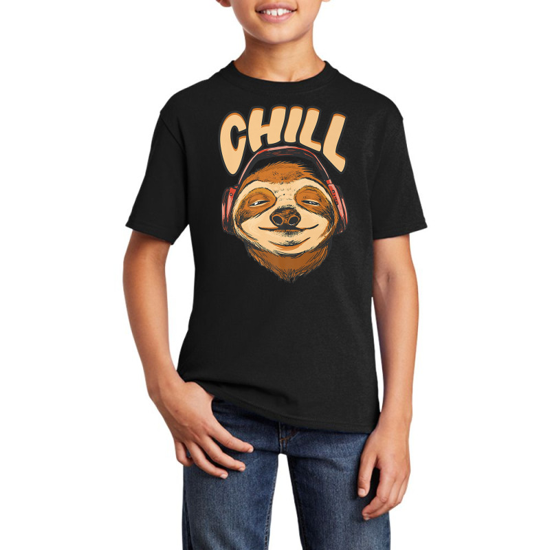 Sloth Chill Earphones Sloth Slow Animal Sloth Basic Youth T-shirt by urethrapricey | Artistshot