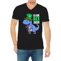 Happy St Pat Rex Day Dinosaur Irish Shamrock St Pa V-neck Tee | Artistshot