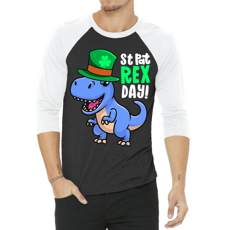 Happy St Pat Rex Day Dinosaur Irish Shamrock St Pa 3/4 Sleeve Shirt | Artistshot