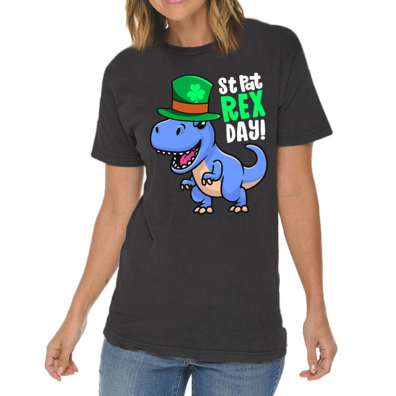 Happy St Pat Rex Day Dinosaur Irish Shamrock St Pa Vintage T-shirt | Artistshot