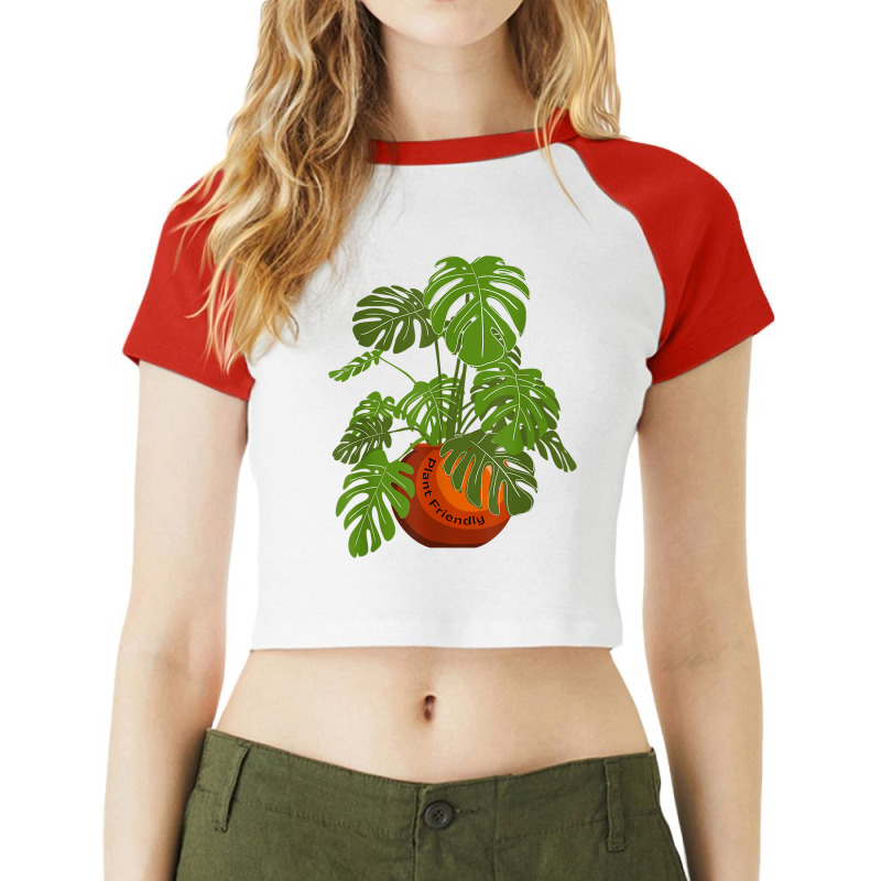 Monstera Potted Plant Friendly Plant Love Gardener Botanist T Shirt Raglan Crop Top by cm-arts | Artistshot