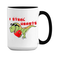 I Steal Hearts Dinosaur Dino T Rex Valentines Day  15 Oz Coffee Mug | Artistshot