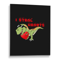 I Steal Hearts Dinosaur Dino T Rex Valentines Day  Metal Print Vertical | Artistshot