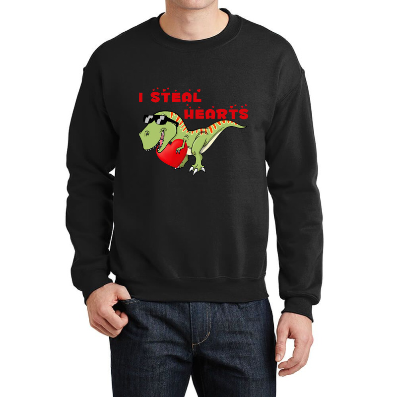 I Steal Hearts Dinosaur Dino T Rex Valentines Day  Crewneck Sweatshirt | Artistshot