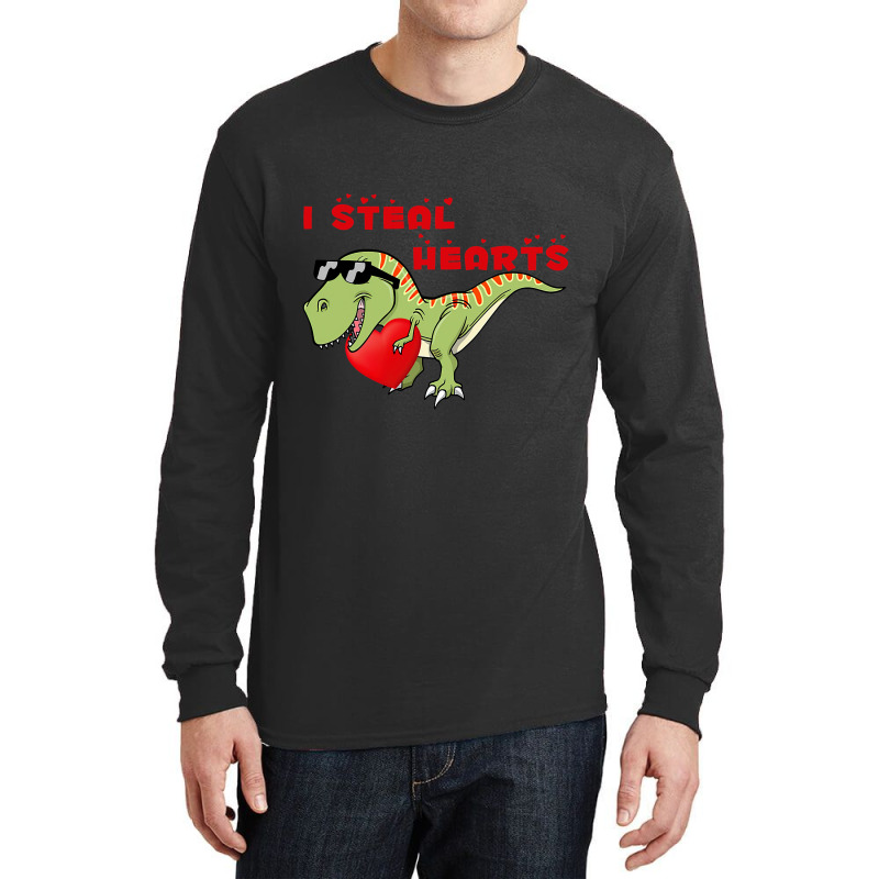 I Steal Hearts Dinosaur Dino T Rex Valentines Day  Long Sleeve Shirts | Artistshot