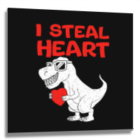 I Steal Hearts Shirt Dinosaur T Rex Valentines Day Metal Print Square | Artistshot