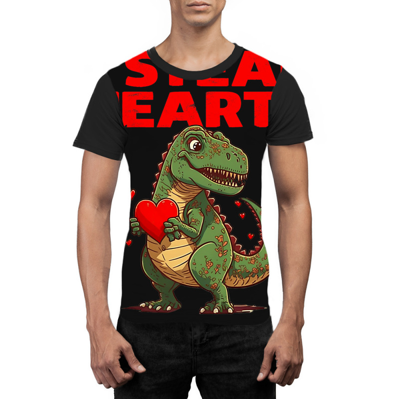 I Steal Hearts Trex Cute Valentines Day Boys Girls Graphic T-shirt | Artistshot