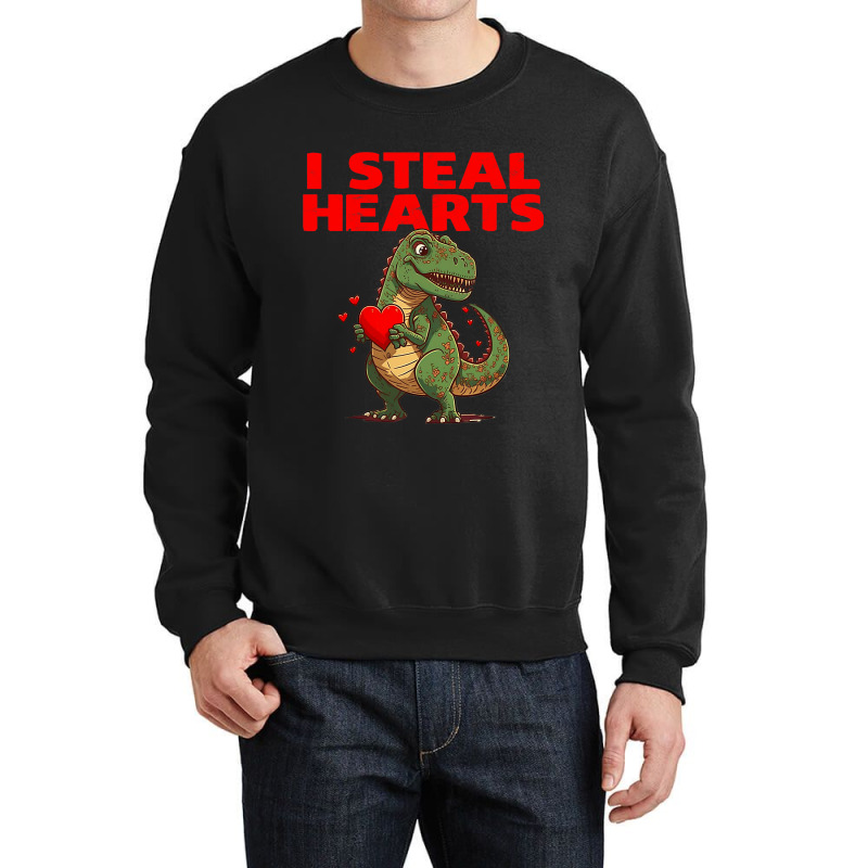 I Steal Hearts Trex Cute Valentines Day Boys Girls Crewneck Sweatshirt | Artistshot