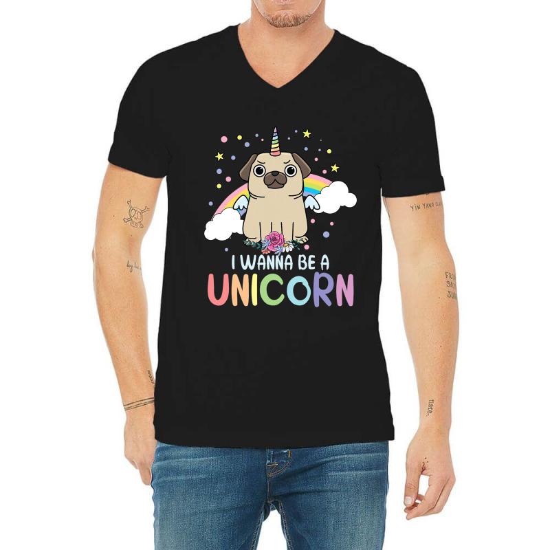 I Wanna Be A Unicorn Rainbow Puppy Magic V-neck Tee | Artistshot