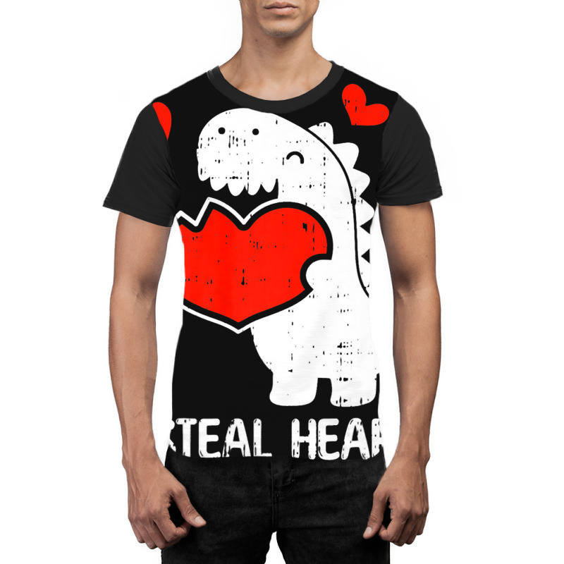 I Steal Hearts Valentines Day Cool T Rex Dinosaur  Graphic T-shirt | Artistshot